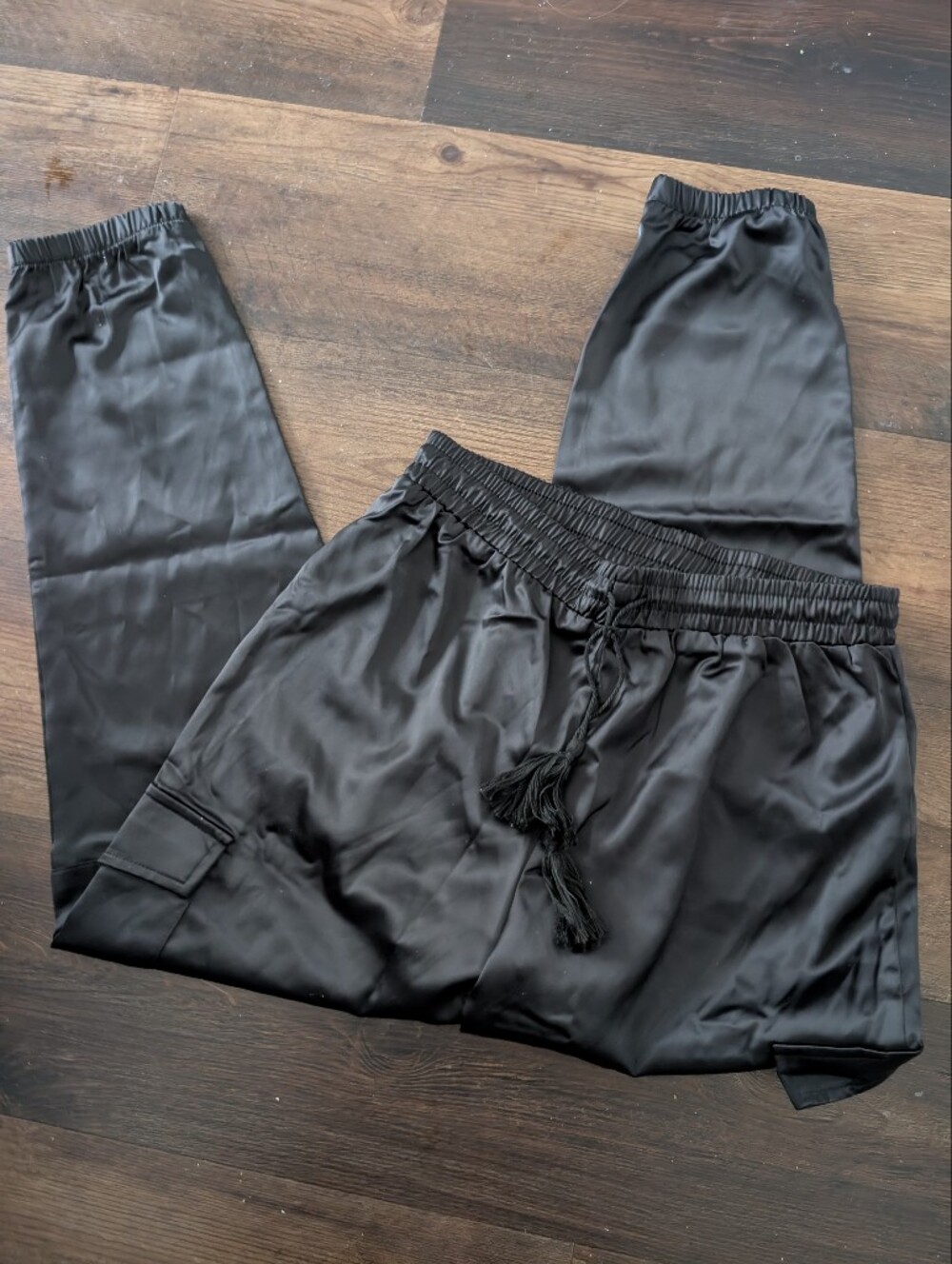 Gorgeous Boho Allegra K Women's Satin Joggers Small Tassel Front New W Tags